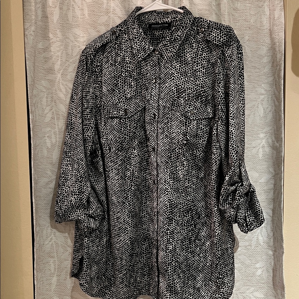 Jones New York Black/White Silky Women's Shirt